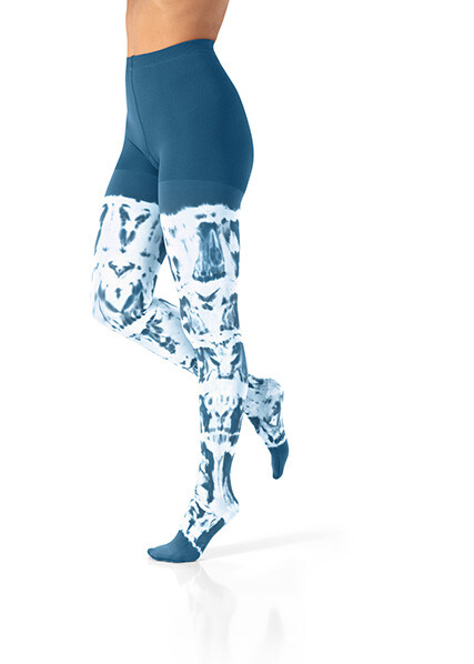 Strumpfhose Casual Blue Batik weiß